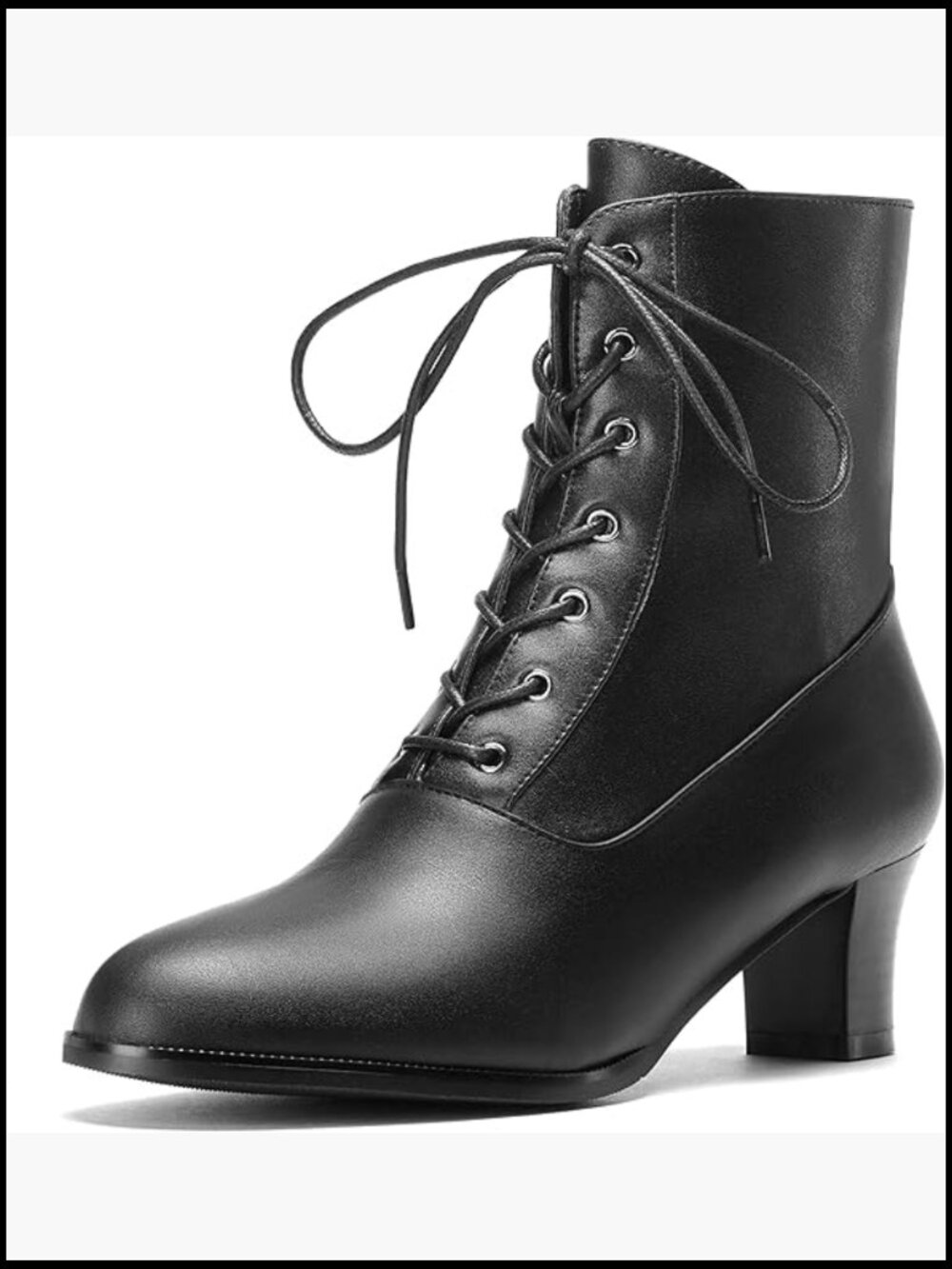 Victorian Lace Up Ankle Boots Witch Costume Booties Side Zipper Vintage